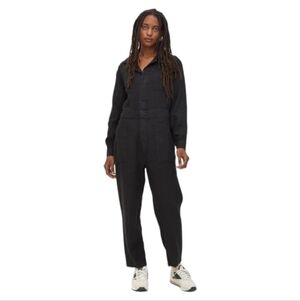 MATE the Label Black Linen Long Sleeve Jumpsuit Small NWT $248